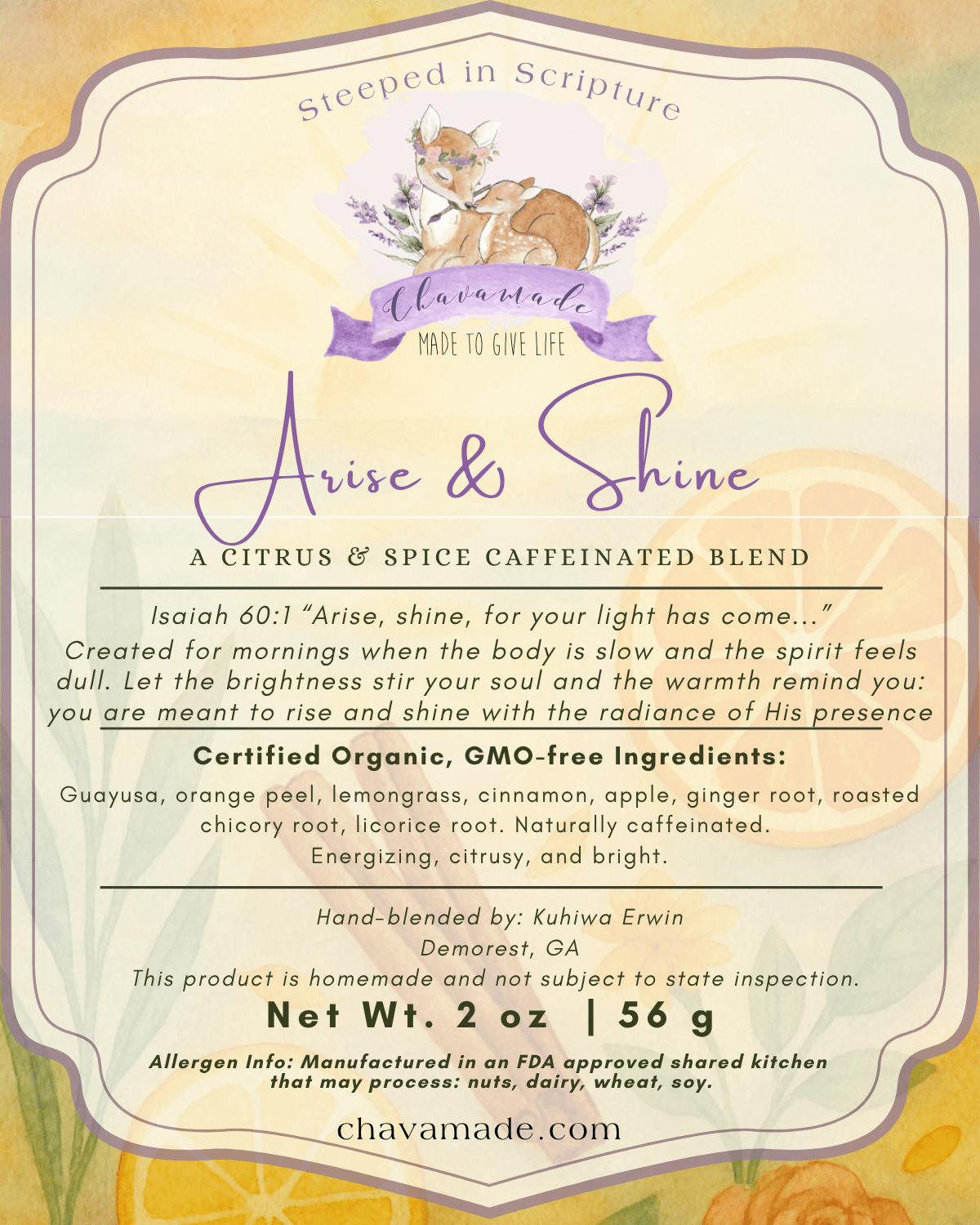 "Arise & Shine" Tea Blend (VIP) - Chavamade