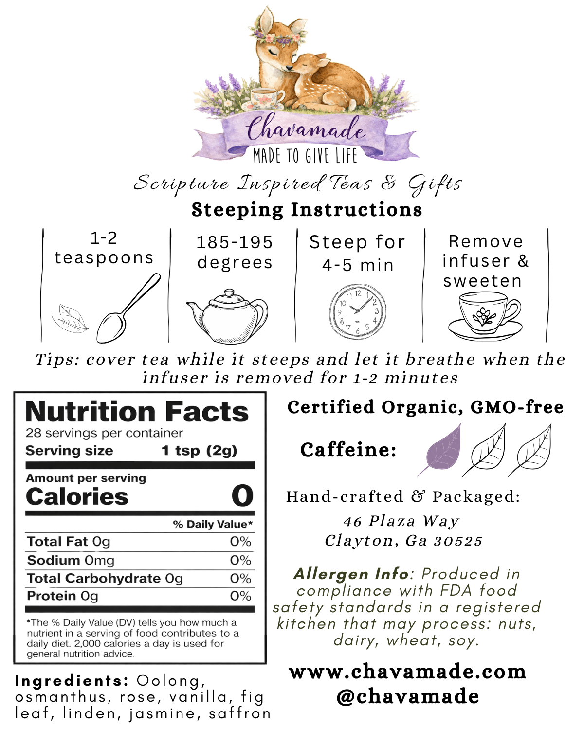 "Mary of Bethany" Tea Blend (VIP) - Chavamade