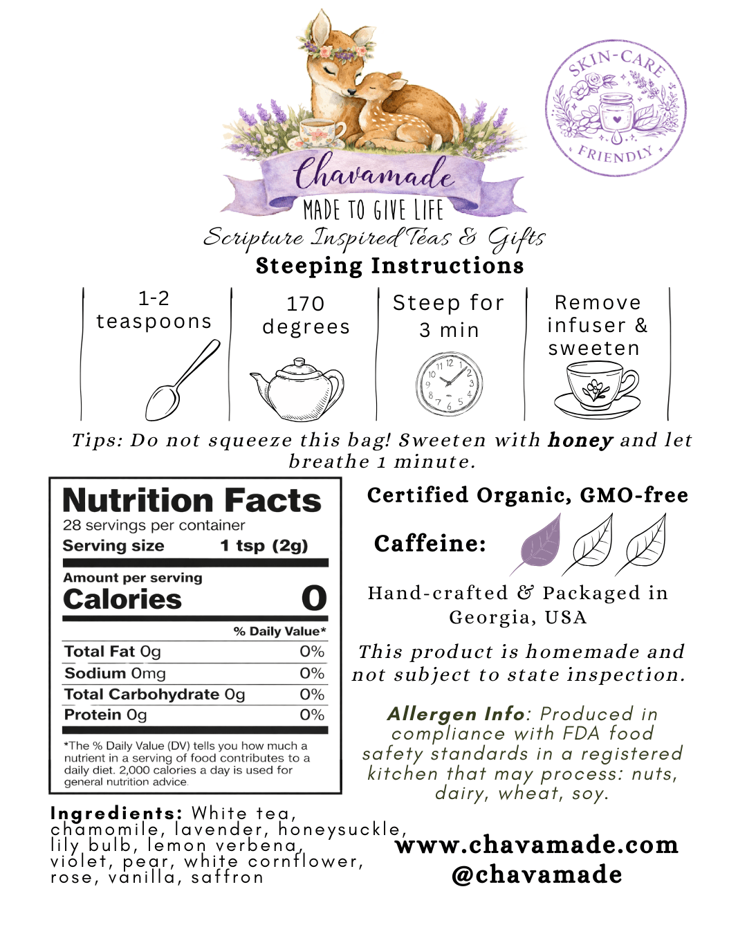 "As the Deer" Signature Tea - Chavamade