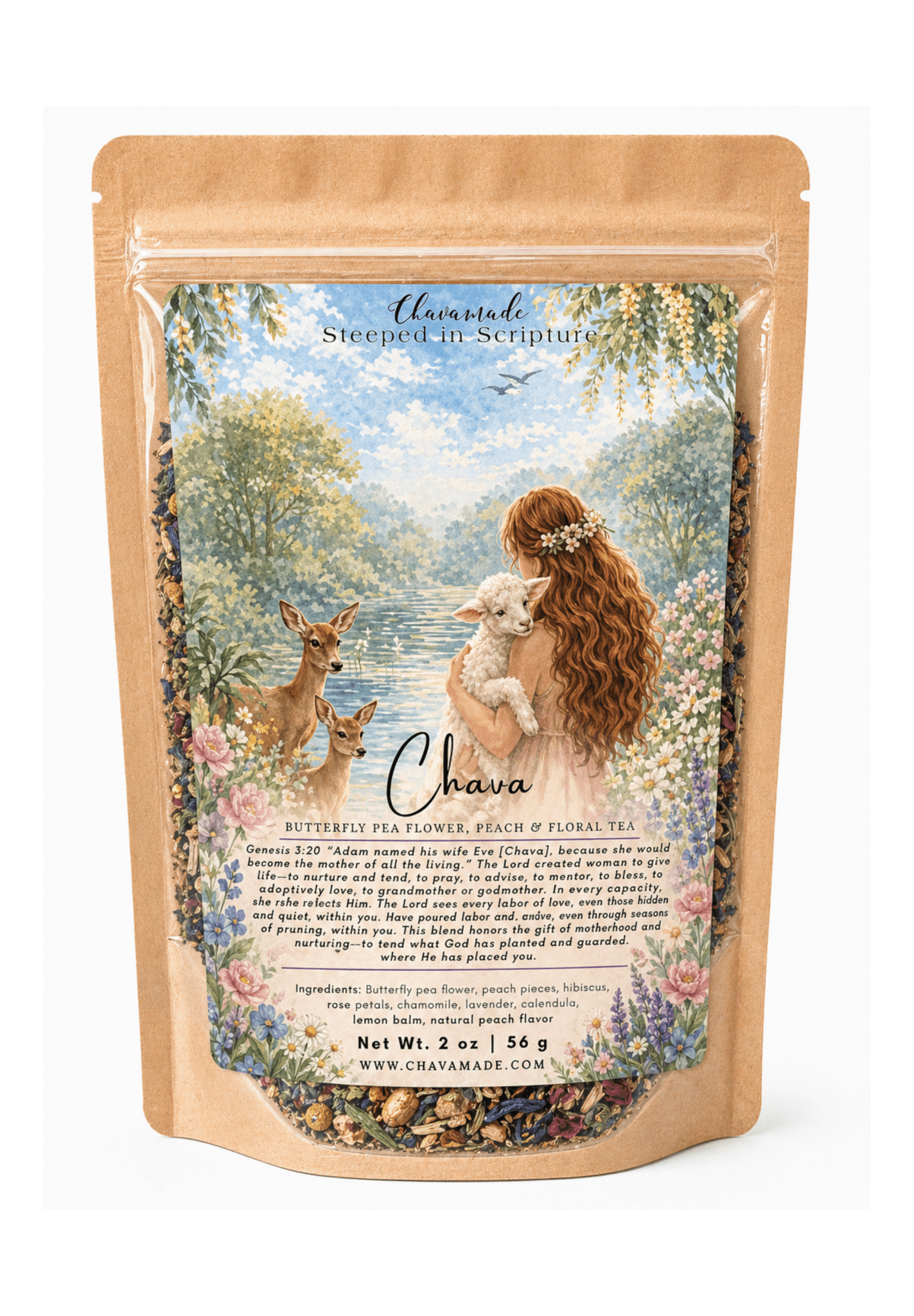 "Chava" Tea Blend: Butterfly Pea Flower, Peach, & Floral - Chavamade