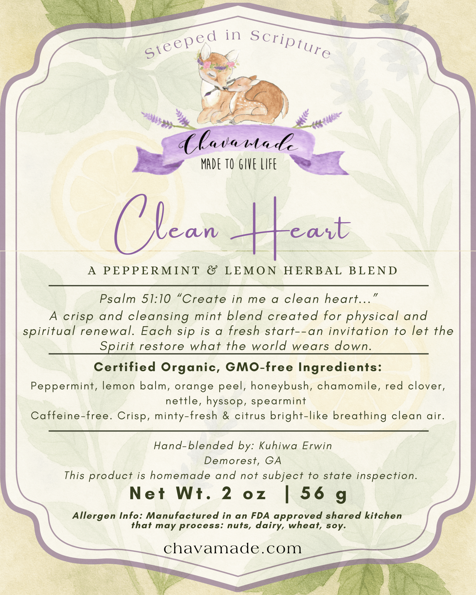 "Clean Heart" Tea Blend - Chavamade
