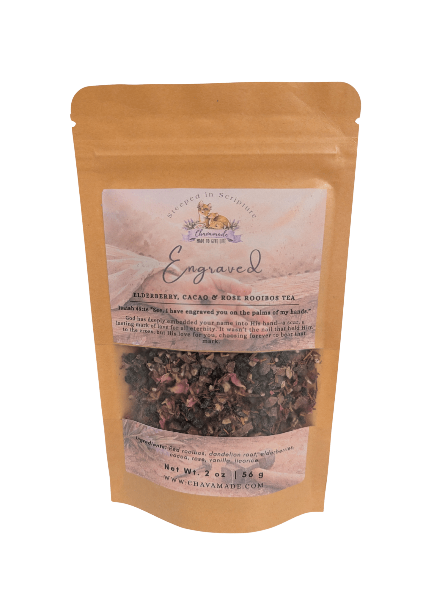 "Engraved" Tea Blend: Elderberry, Cacao & Rose Rooibos - Chavamade