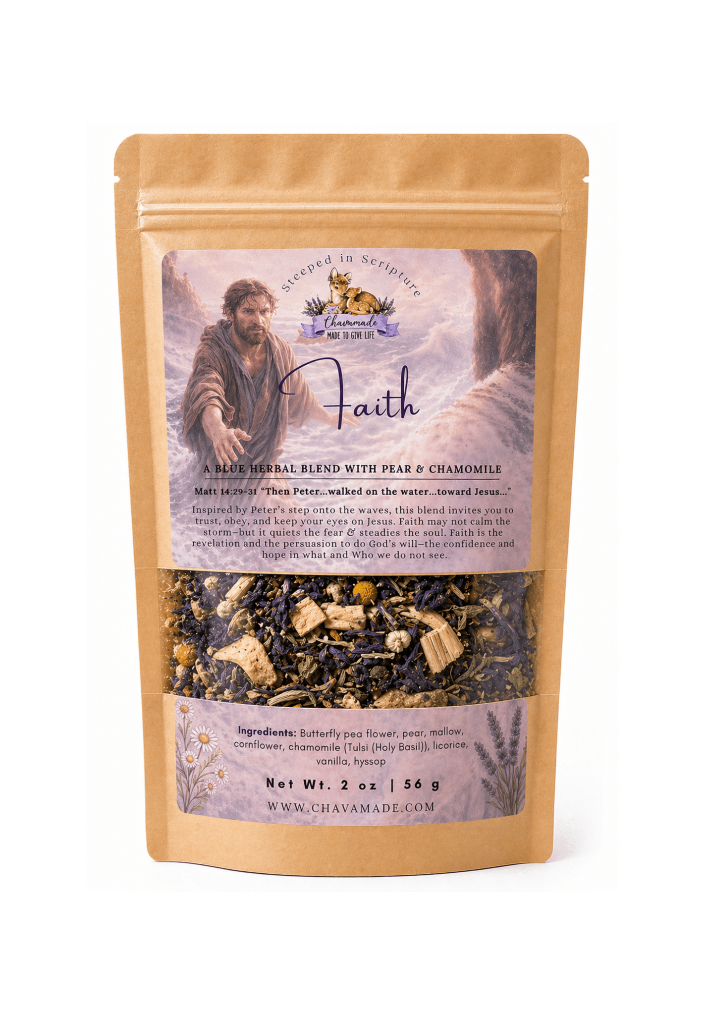 "Faith" Tea Blend: Blue Citrus & Mint Herbal (throat support) - Chavamade
