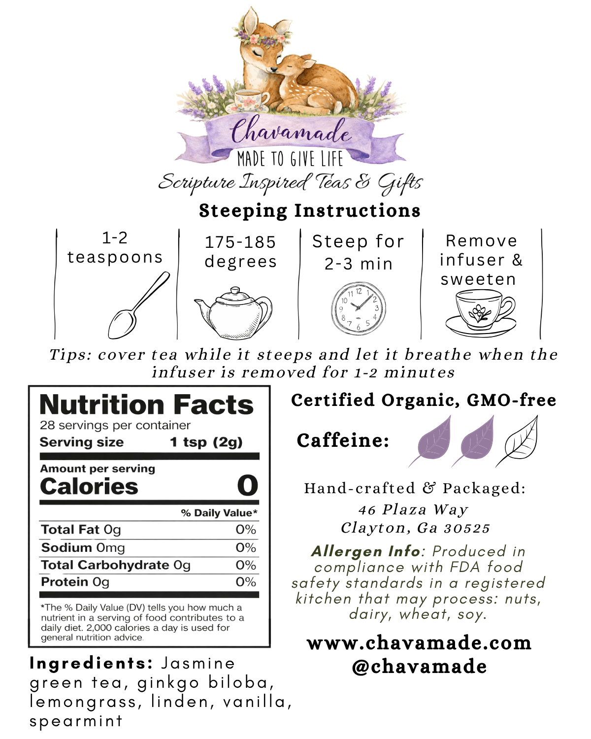 Focus - Ginko Biloba & Jasmine Green Tea (VIP) - Chavamade
