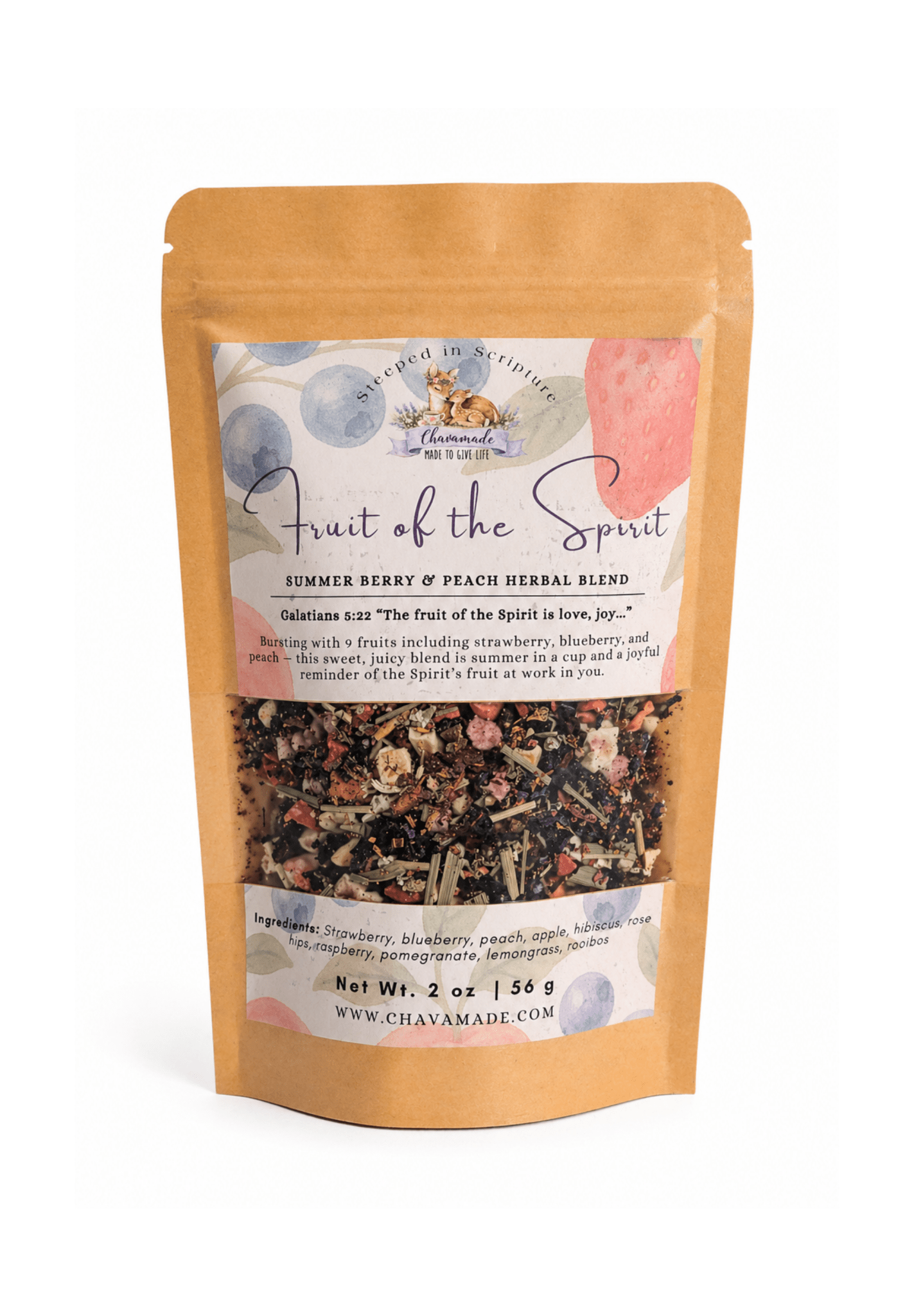 "Fruit of the Spirit" Tea Blend: Summer Berry & Peach (gut support) - Chavamade