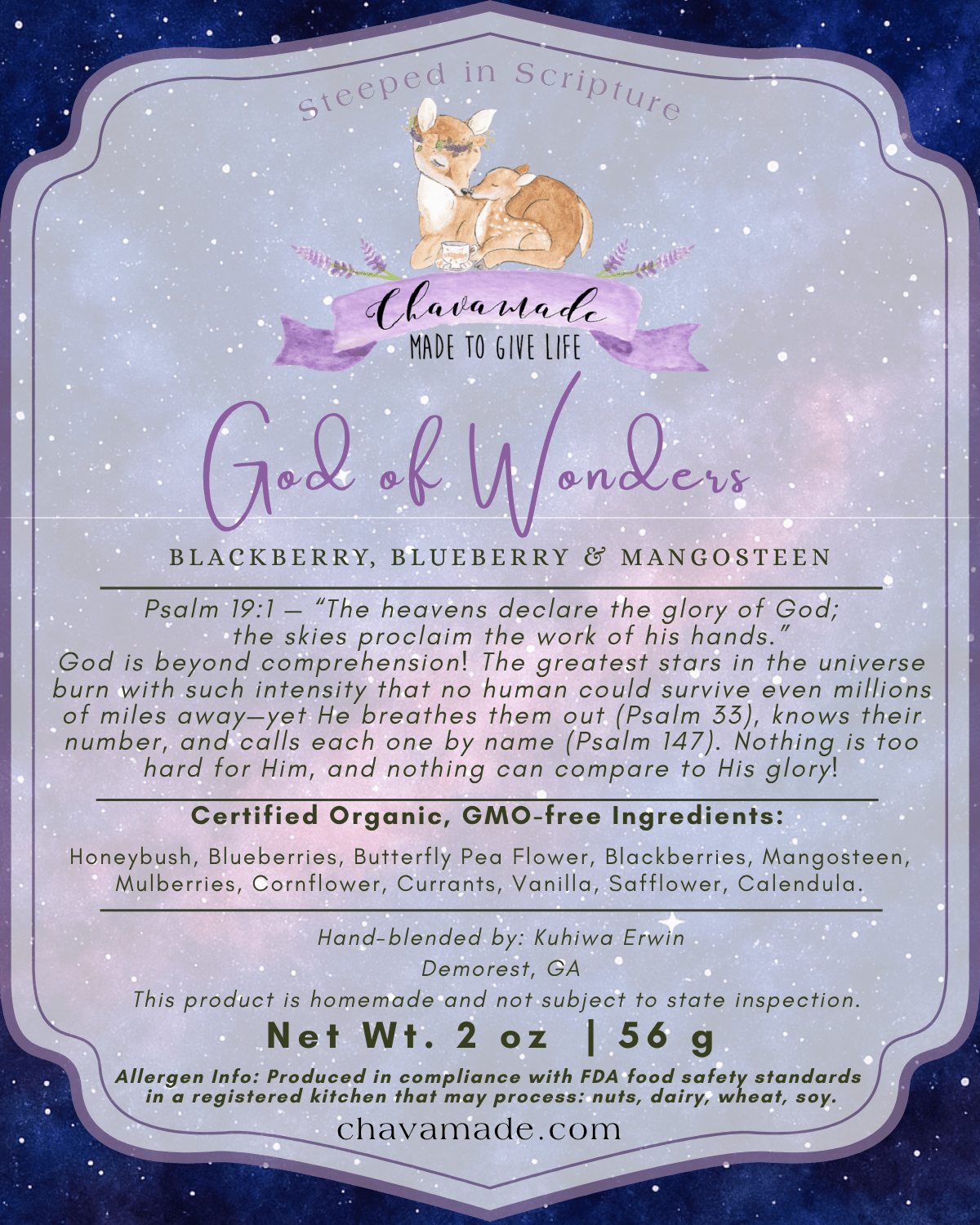 "God of Wonders" Tea Blend - Chavamade