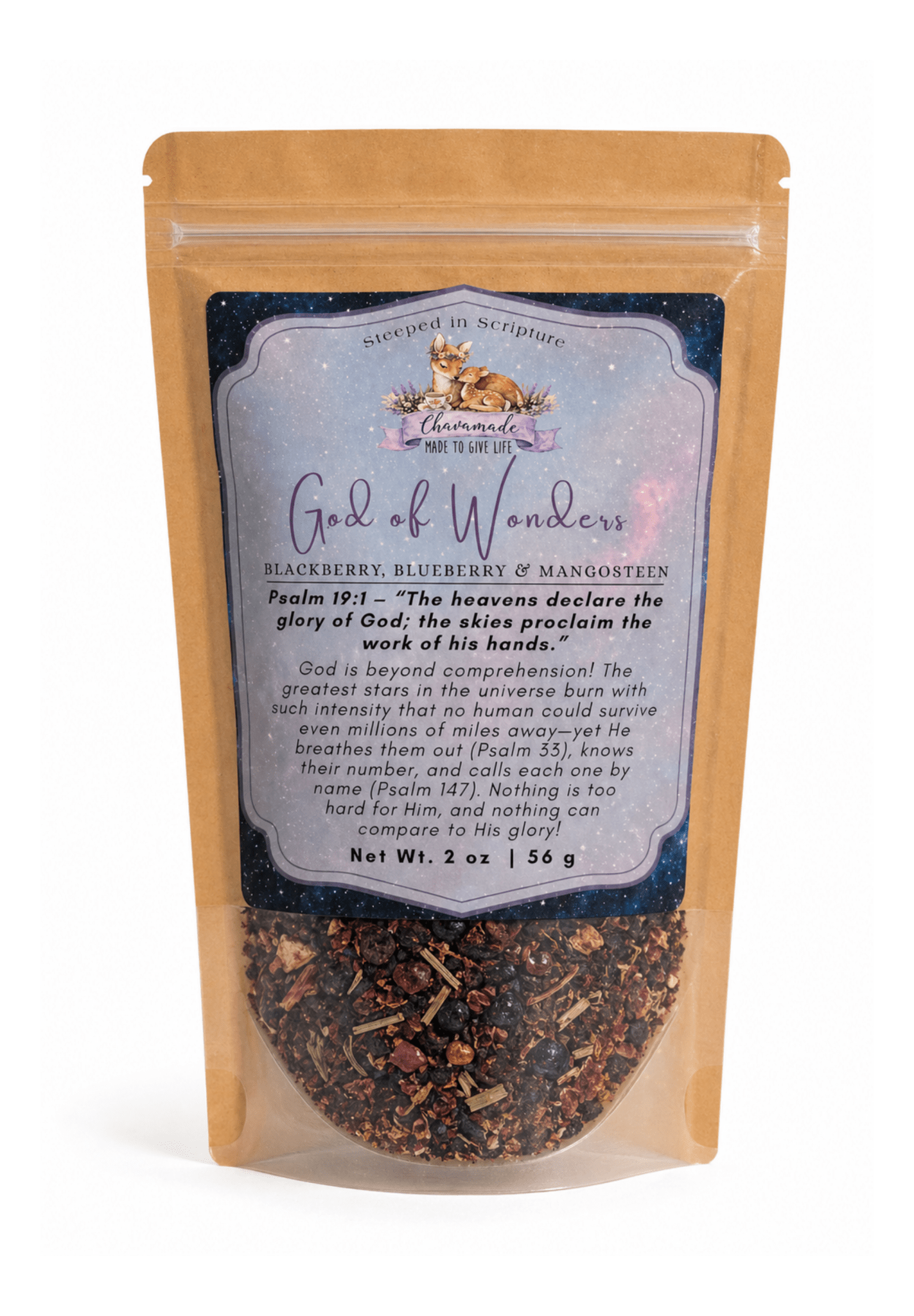 "God of Wonders" Tea Blend: Blackberry, Blueberry, & Mangosteen - Chavamade