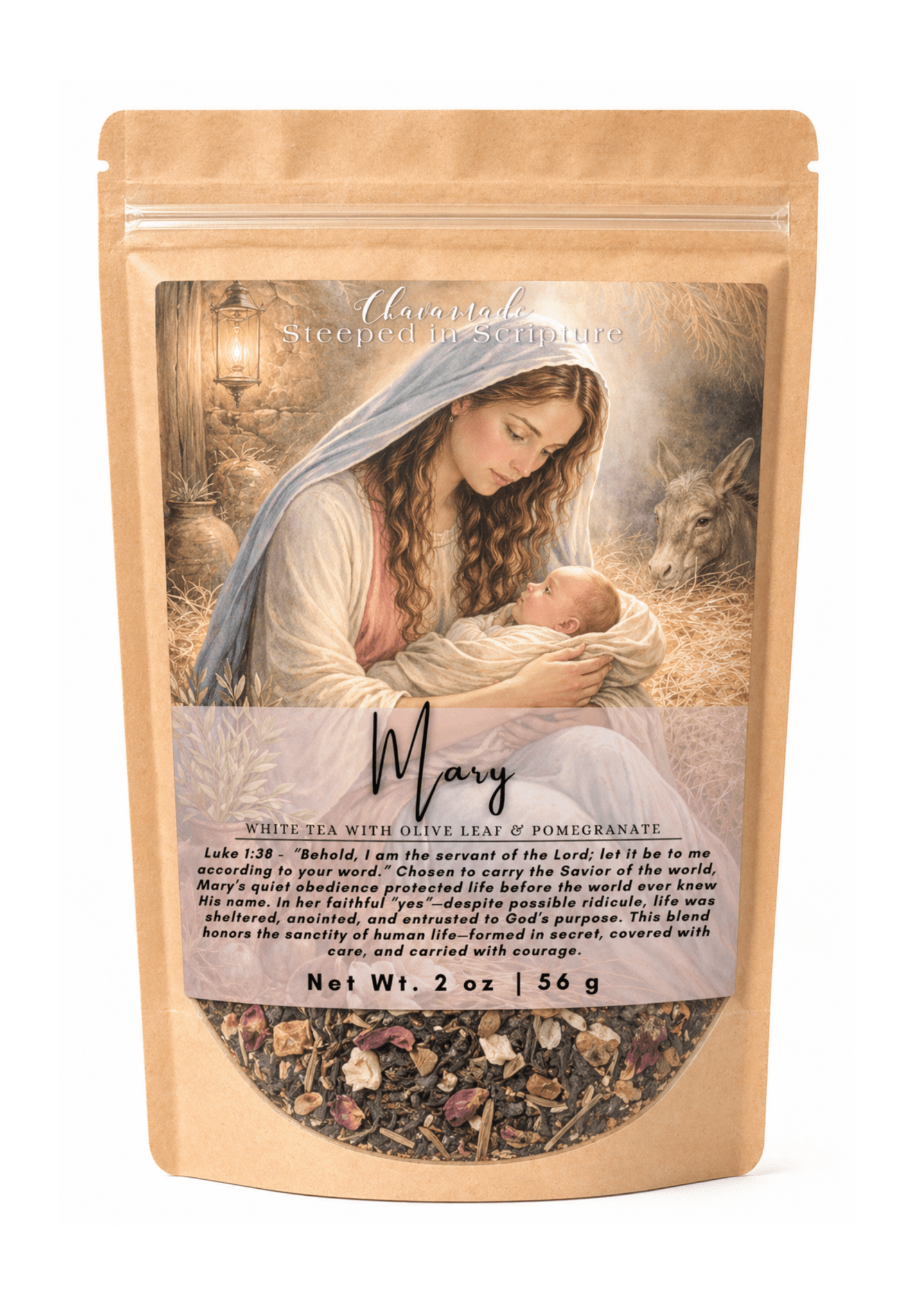 "Mary" Tea Blend: Olive Leaf, Pomegranate White Tea - Chavamade