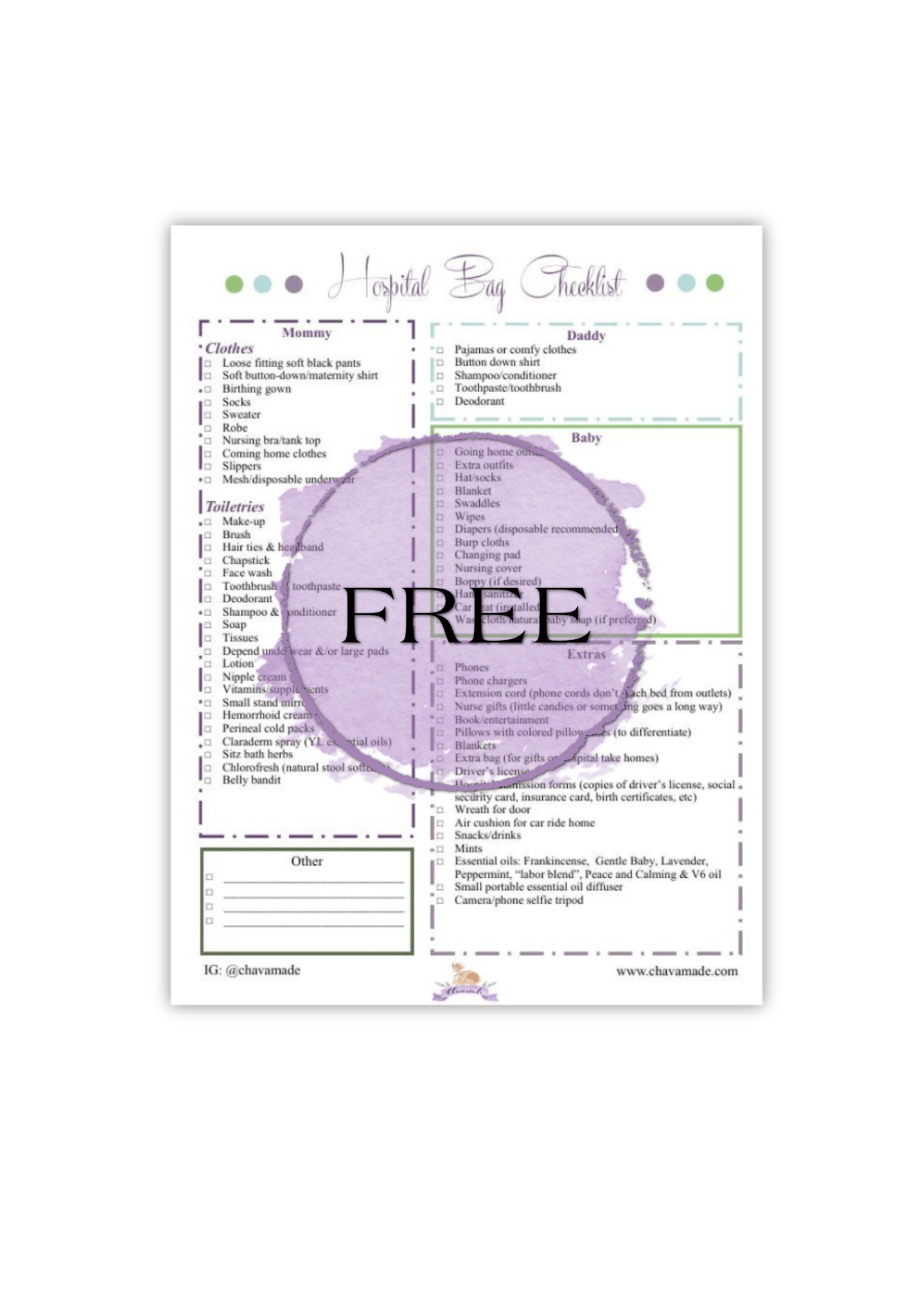 Maternity Hospital Bag Checklist (Digital Download) - Chavamade