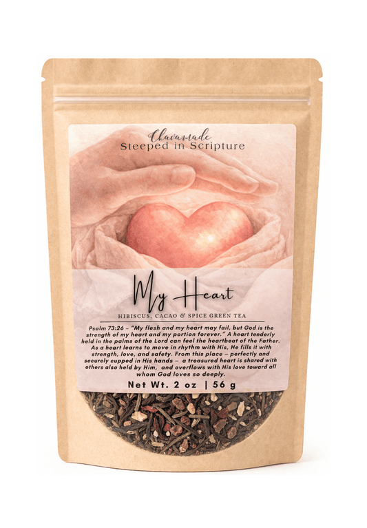 "My Heart" Tea Blend: Hibiscus, Cacao, & Spice Green Tea (heart support) - Chavamade