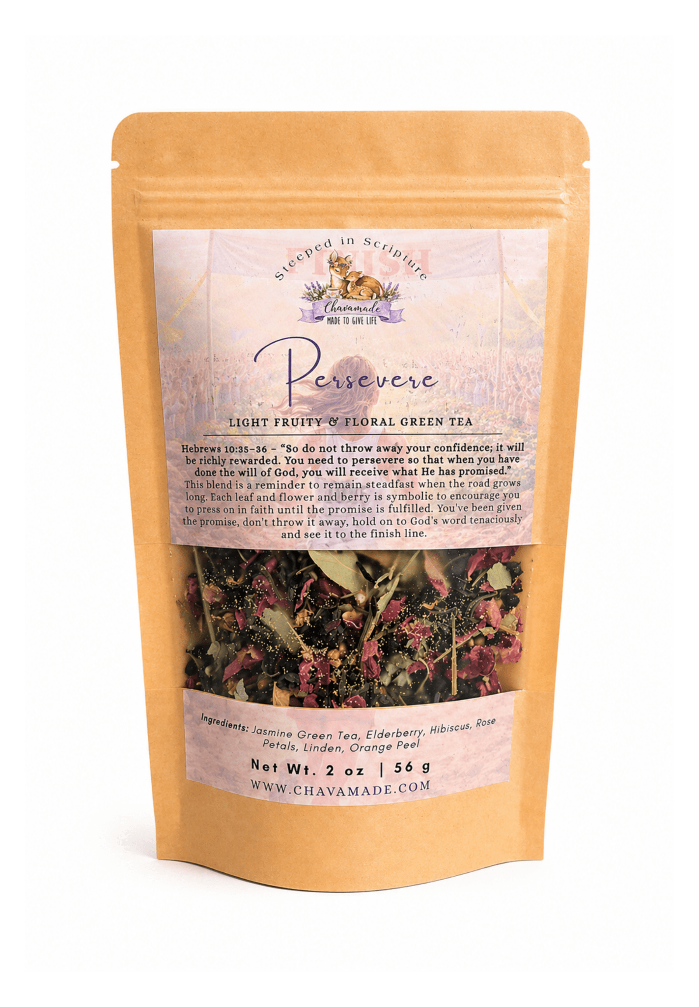 "Persevere" Tea Blend: Fruity & Floral Green Tea - Chavamade