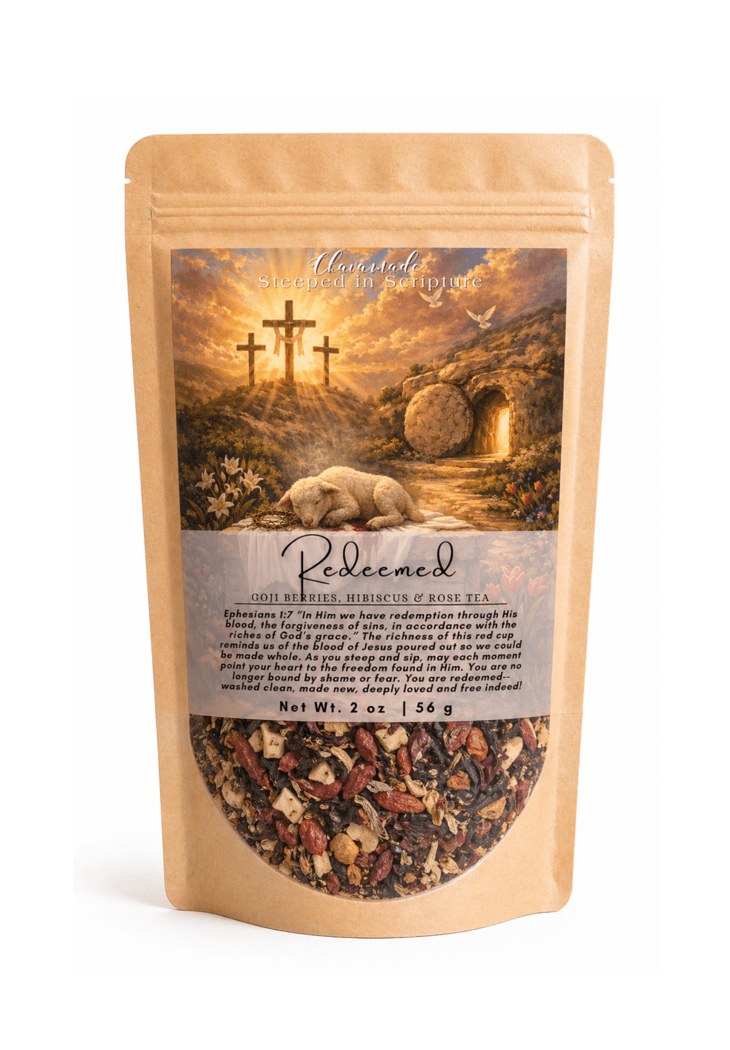 "Redeemed" Tea Blend: Goji Berries, Hibiscus, & Rose - Chavamade