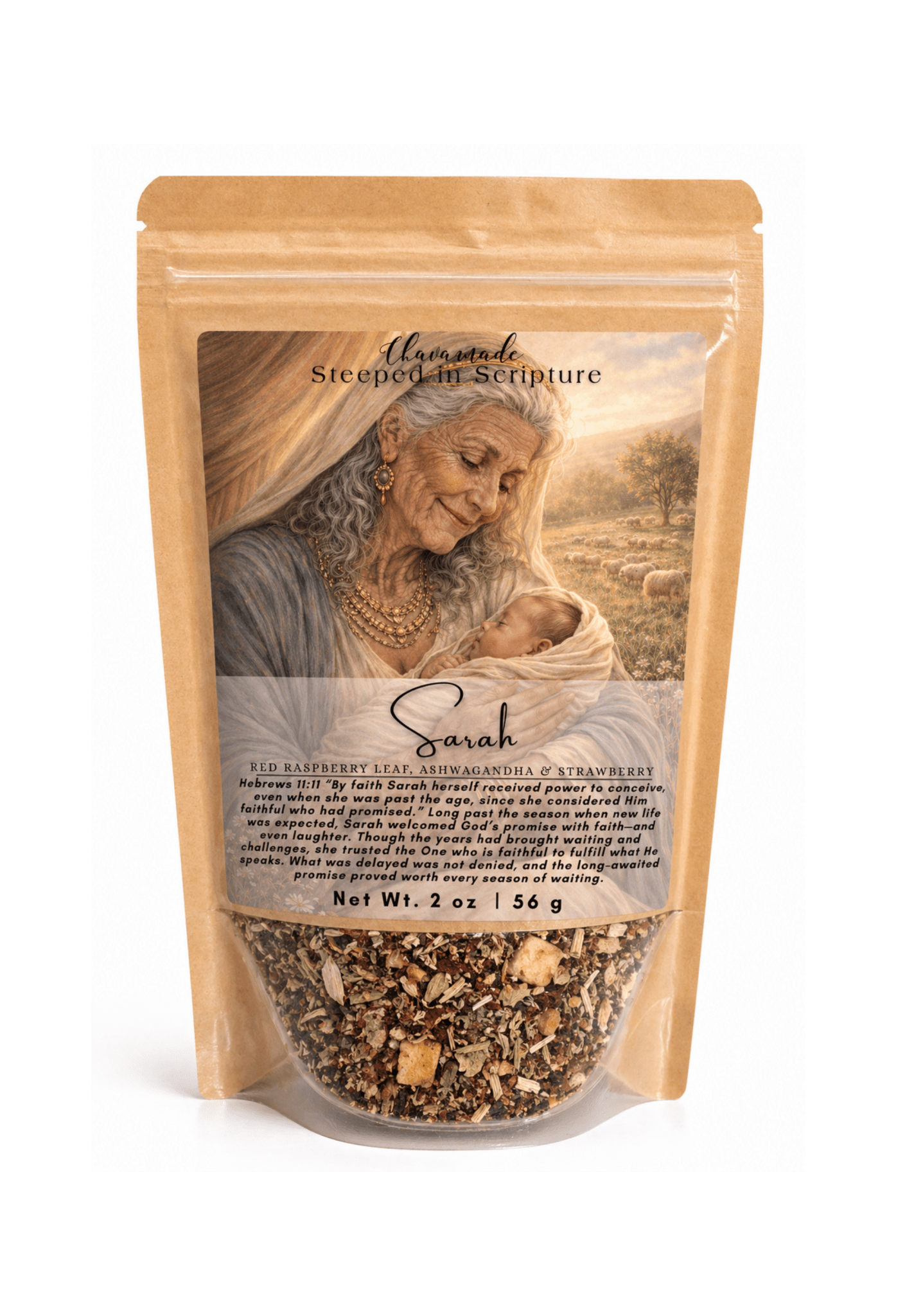 "Sarah" Tea Blend: Red Raspberry Leaf, Ashwagandha & Strawberry (hormone support) - Chavamade