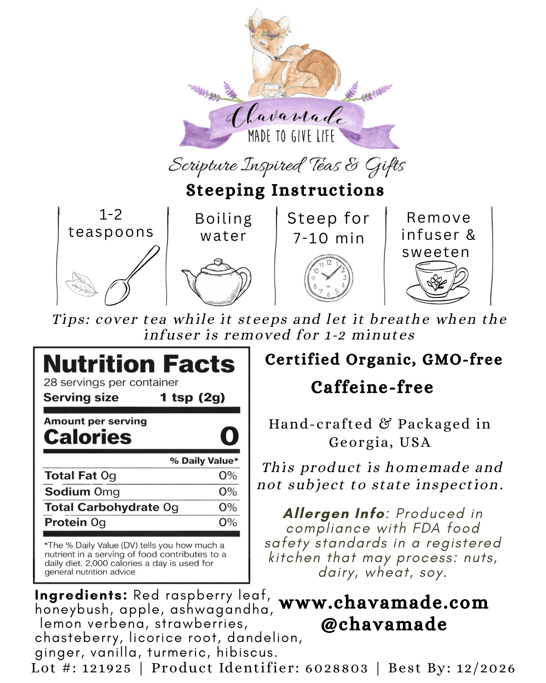 "Sarah" Tea Blend (VIP) - Chavamade