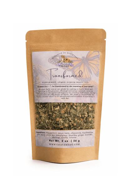 "Transformed" Tea Blend: Peppermint, Lemon & Ginger (headache support) - Chavamade
